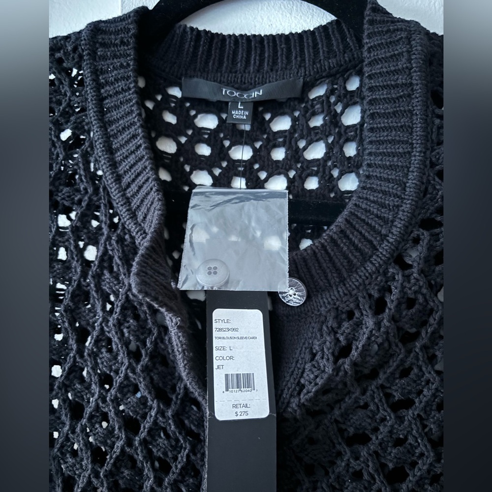 TORI CROCHET BLOUSON SLEEVE CROPPED CARDIGAN - Picture 4 of 5